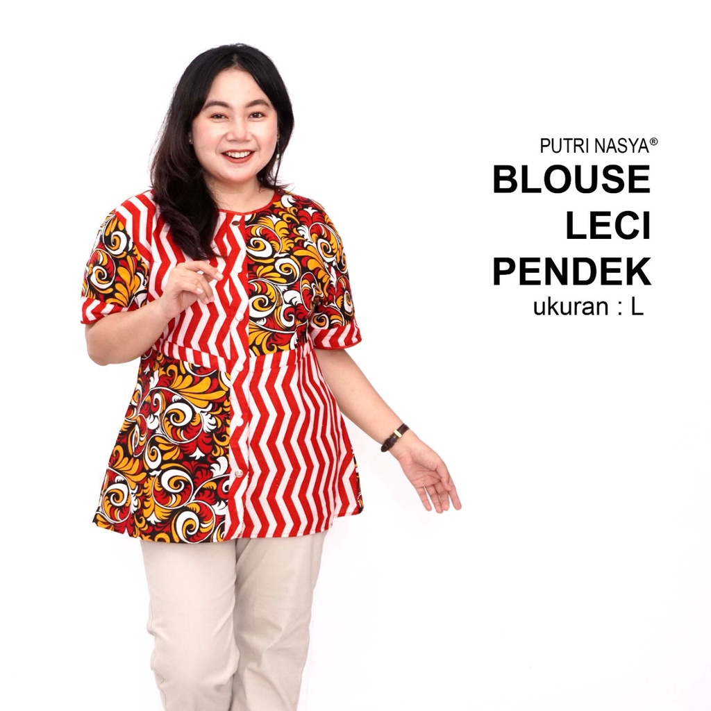 Blouse Big Size LD 140 Wanita Atasan Batik Jumbo S-M-L-XL-2L-3L-4L-5L-6L-7L Model Blus Jumbo Kerja Batik / Blus Batik Big Size Formal / Pakaian Batik Kantor Kekinian Seragam Kerja