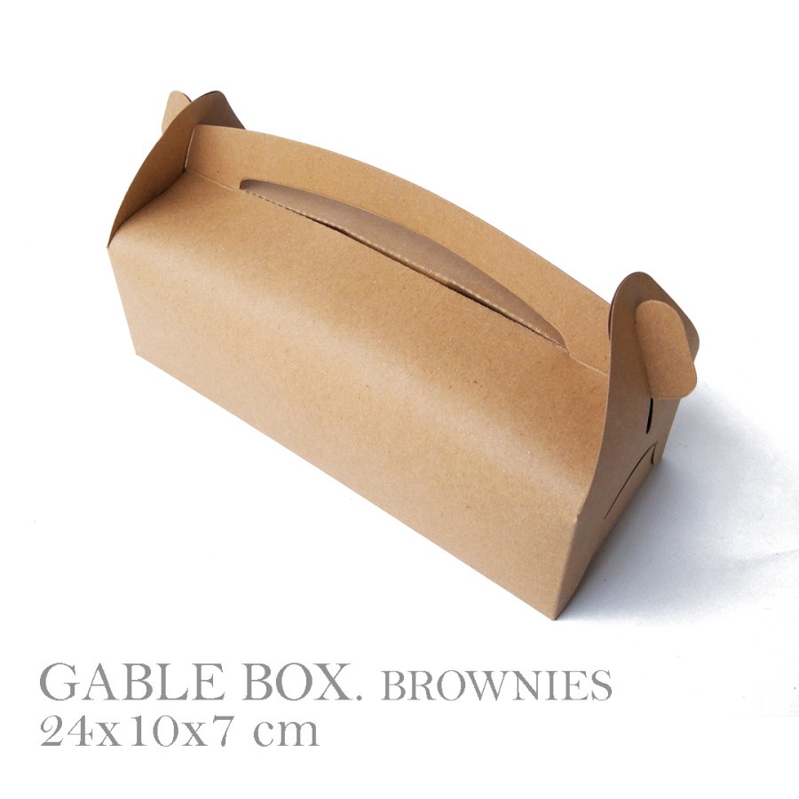 

[HARGA 10PCS] GABLE BOX : 24x10x7 cm / box brownnies / cake box / box bolen