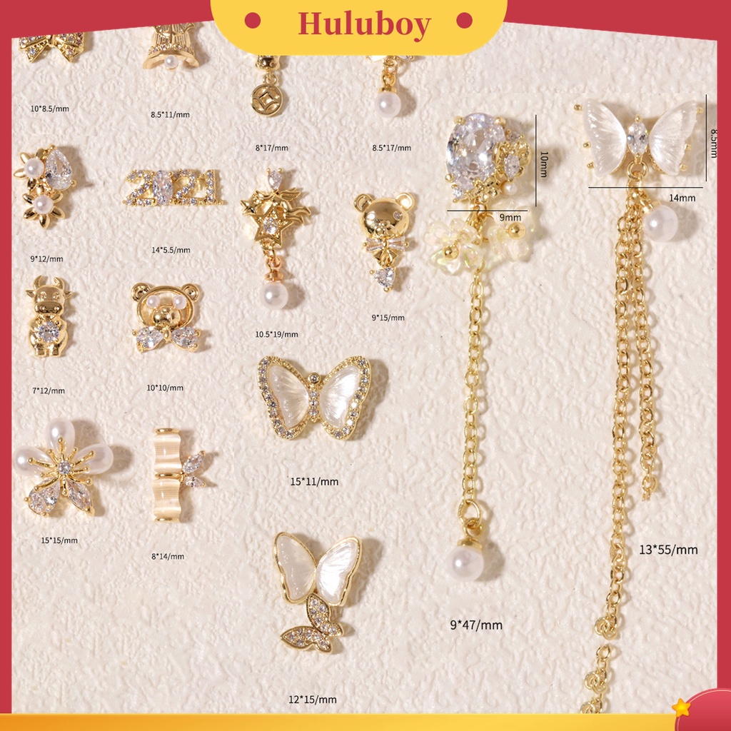 Huluboy Huluboy♡ Butterfly Berlian Imitasi Bentuk Kupu-Kupu Untuk Dekorasi Nail Art