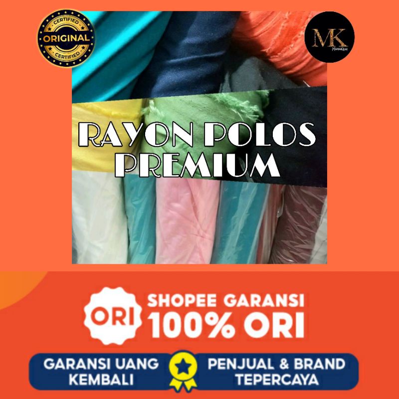 Kain Rayon Polos Premium Meteran Halus / Santung Import