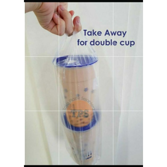 Kantong Plastik Tenteng Bening untuk 1 &amp; 2 cup  Bubble Tea /Pop ice/Jus/teh poci/ liang teh