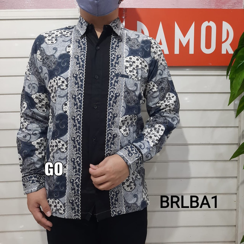 bego BRLBA DAMOR (CRESSIDA) BATIK Cowok Pakaian Pria Kemeja Batik Dewasa Reguler Lengan Panjang