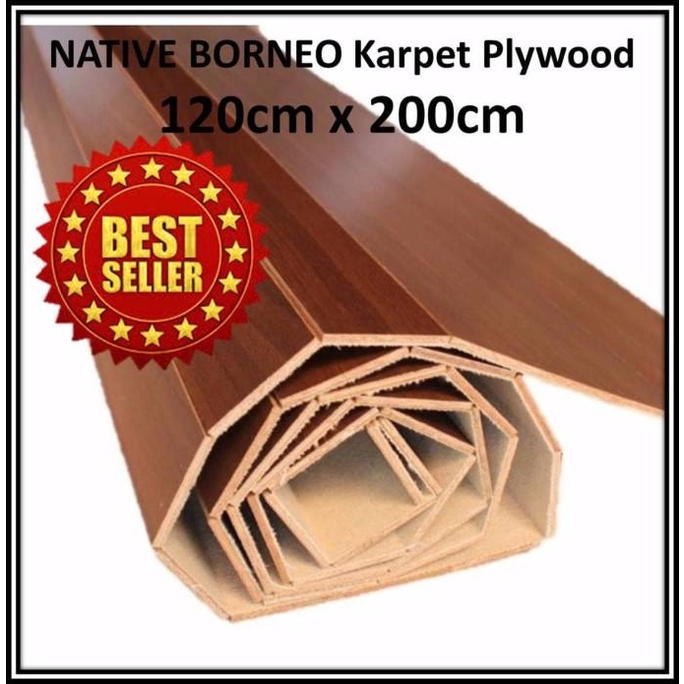 Karpet Plywood/Plywood Carpet, Tikar Kayu (Coklat Tua) 120cm x 200cm