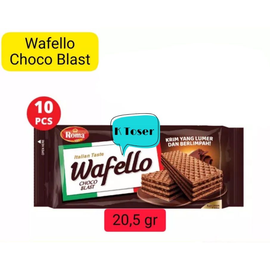 

WAFELLO ROMA WAFER COKLAT ITALIAN TASTE (1 Pack Isi 10pcs)