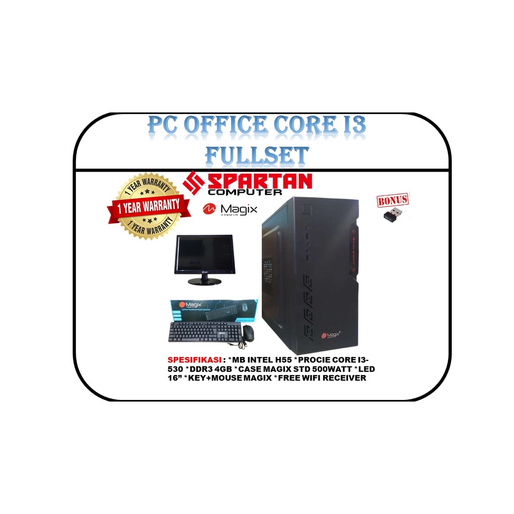 CPU RAKITAN PC OFFICE INTEL CORE I3 FULLSET SIAP PAKAI