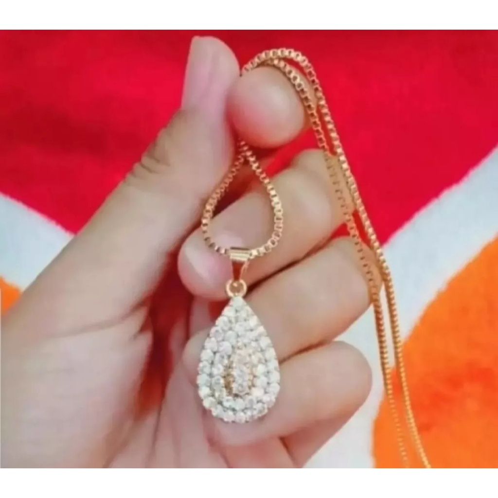 PROMO KALUNG ITALI LIONTIN OPAL TITANIUM ANTI KARAT DAN LUNTUR MODEL TERLARIS