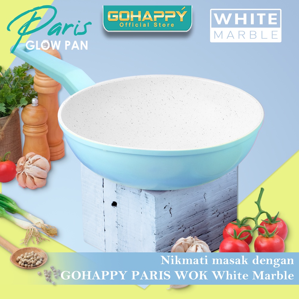 PARIS GLOWPAN WOK 24 CM Serbaguna Gohappy handle lembut GHP10 wokpan anti lengket