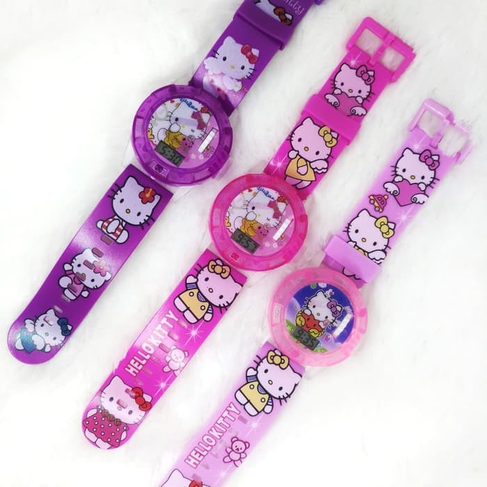 Super Murah! JAM TANGAN ANAK PEREMPUAN MUSIK LASER PROYEKTOR HELLO KITTY LAMPU