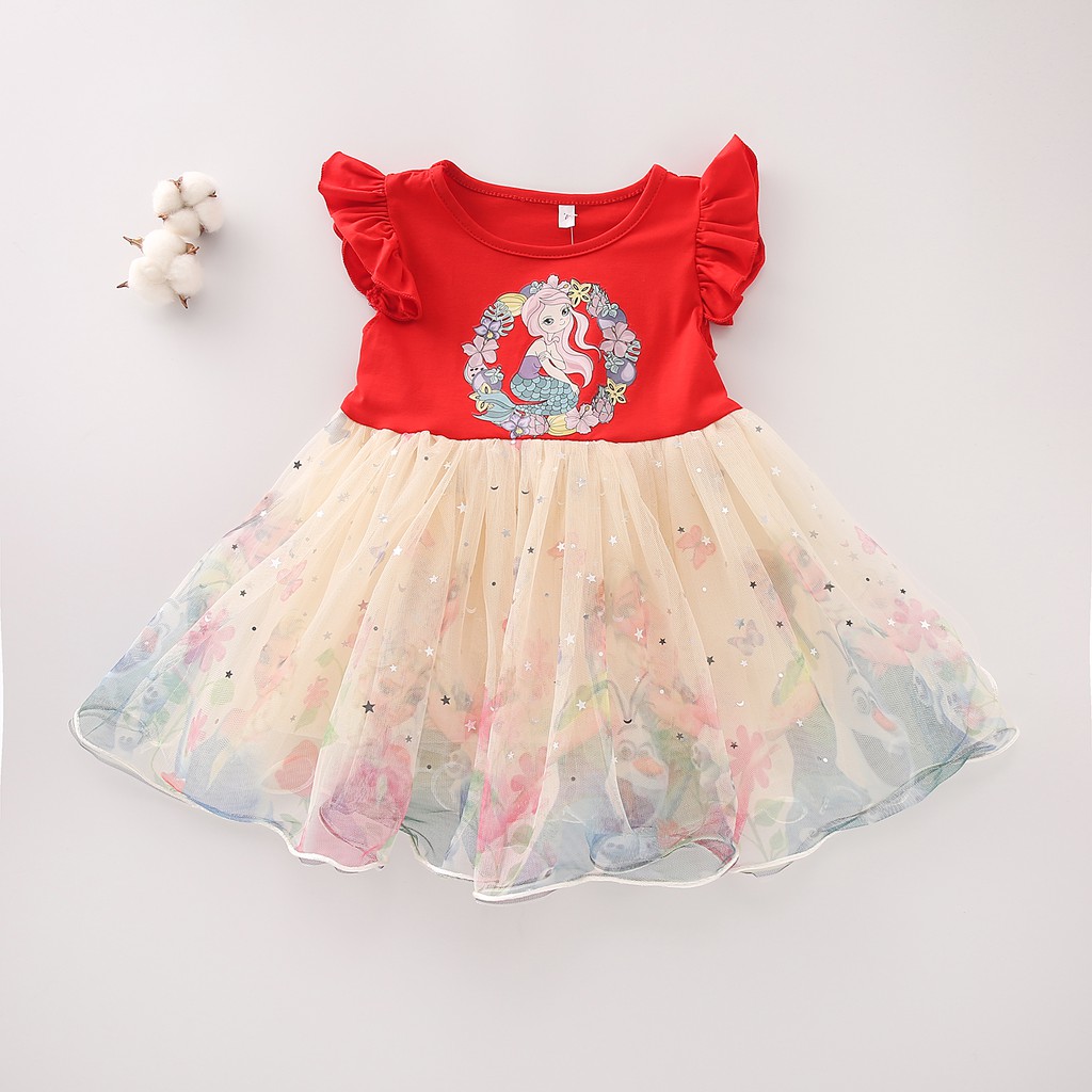 Dress Anak Perempuan Gaun Pesta Tutu bayi cewek Import - MERMAID STAR 9bln -3 Tahun Elegan Fashion-1