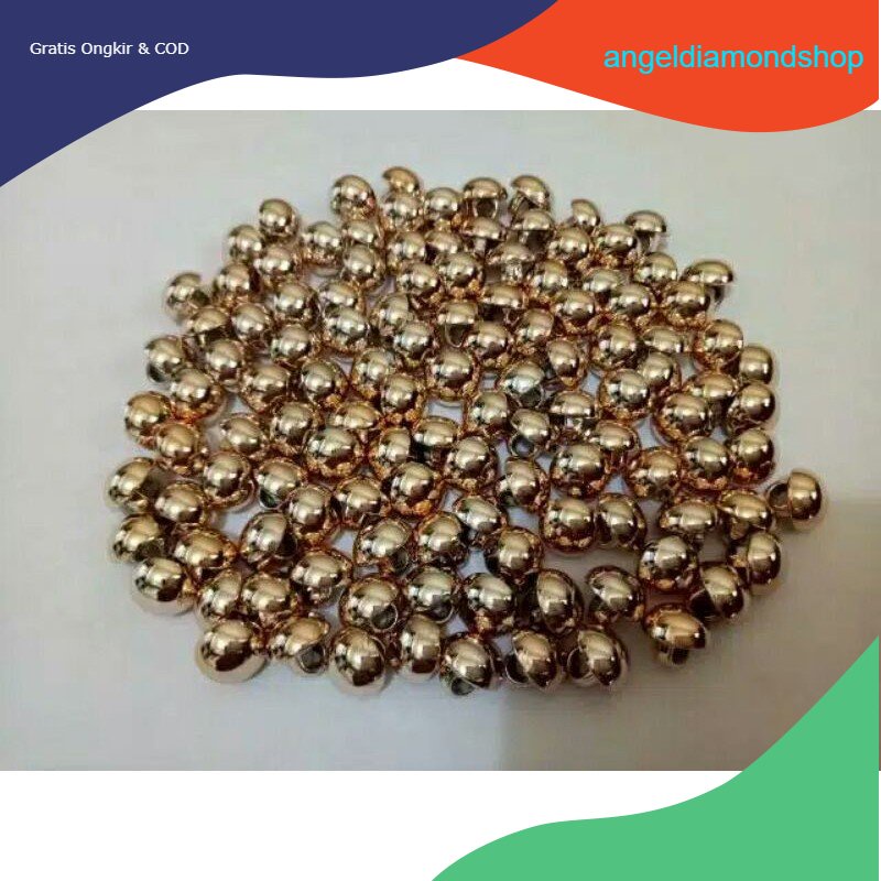 COD Isi 100 pcs Diameter 9 - 18mm - Kancing Baju Jamur Emas Polos Timbul - Kancing Emas