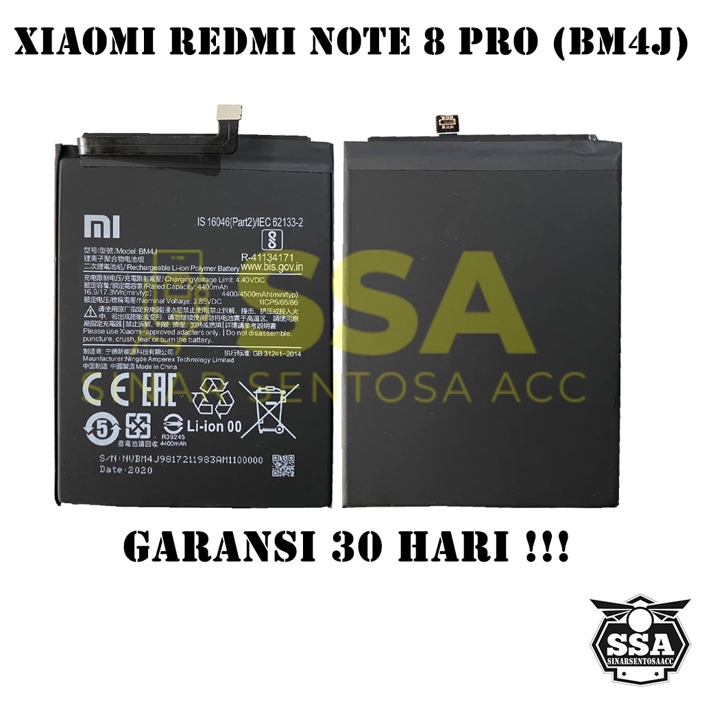 Baterai Xiaomi Redmi Note 8 Pro BM4J Note8 XiaomiNote8Pro Note8Pro Redmi BM 4J Original OEM Batu Batere Batre Battery Batrai Batrei ori hp Xiao Mi Garansi