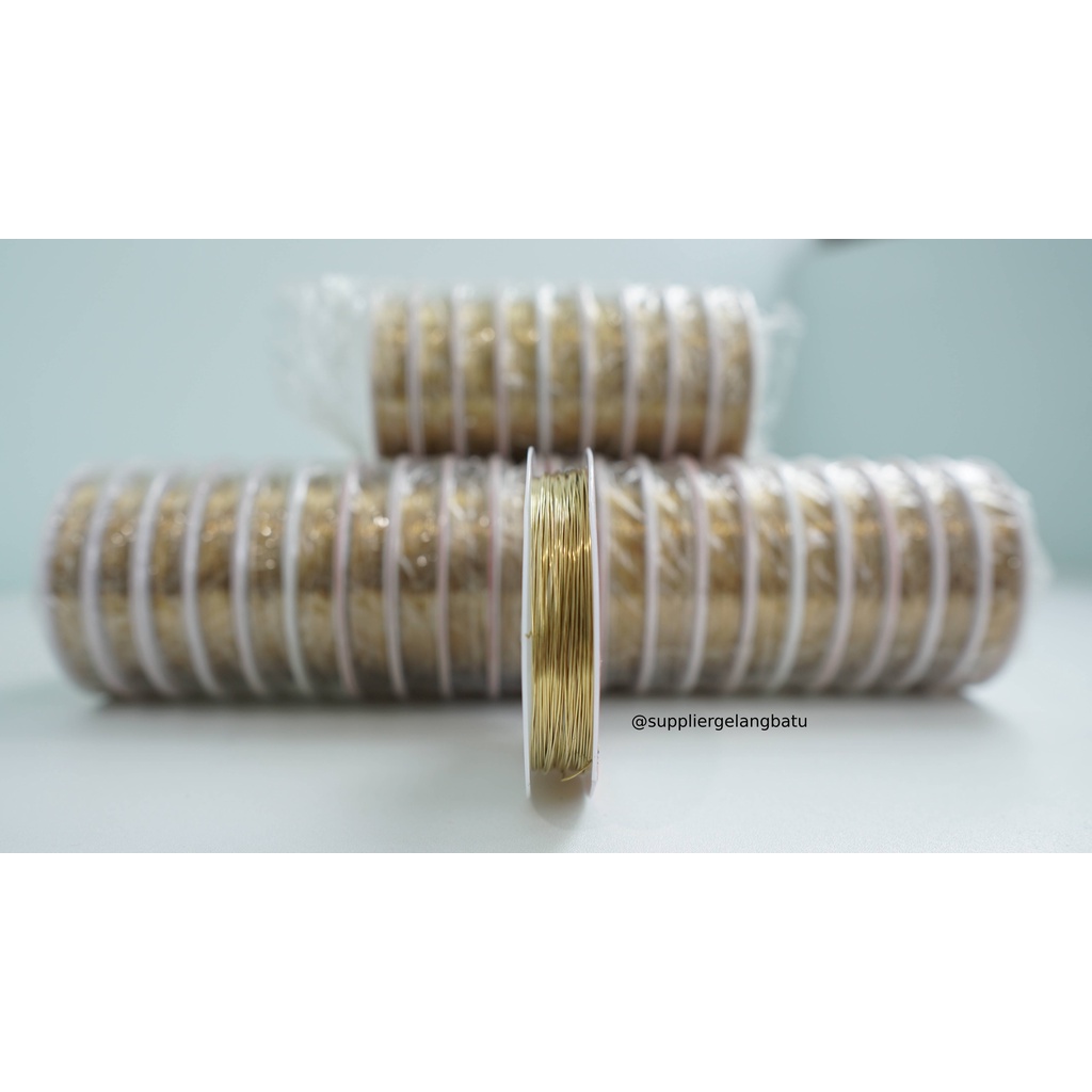 Tali Kawat Aksesoris 0,4 GOLD EMAS bahan Gelang Kalung 0.4 mm WIRE