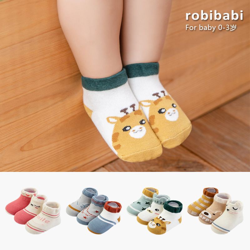 3 pcs kaos kaki bayi set 3in1 baby socks Robibabi korea style import lucu