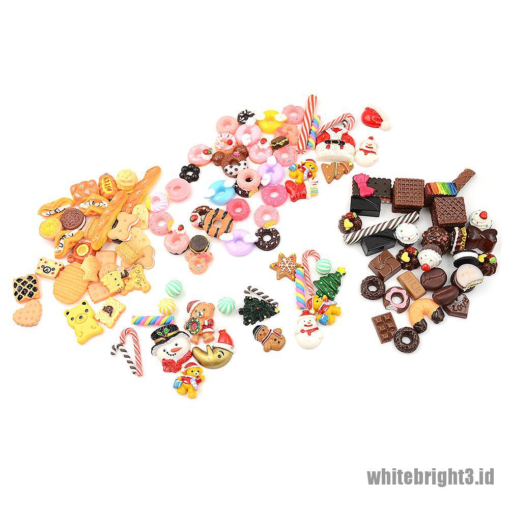 (white3) 30pcs Miniatur Makanan Penutup Skala 1: 12 Untuk Dekorasi Rumah Boneka