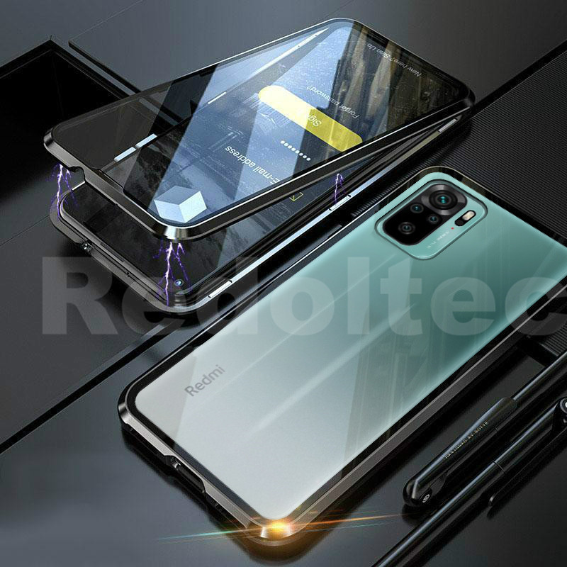 Case Redmi Note 10S Full Cover HP Double Tempered Glass 360° Magnetik kaca 2 Sisi Depan+Belakang Mag