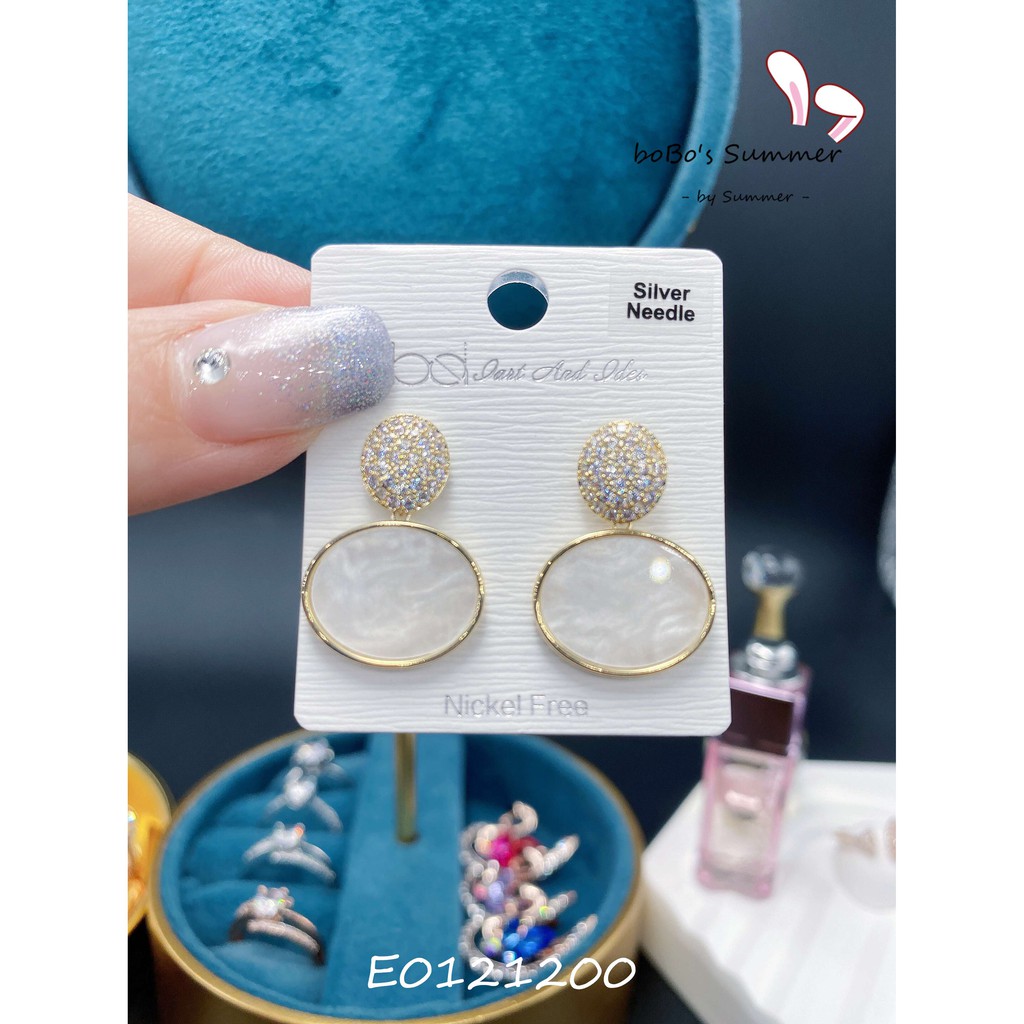 Anting Bulat Opal Korea Elegan Tusuk Silver 925 Aksesoris Pesta Premium