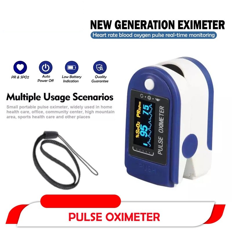 HOPE STORE - [ORIGINAL] Fingertip Pulse Oximeter SpO2 LED / Pulse Oxymeter Alat Ukur Kadar Oksigen &amp; Darah