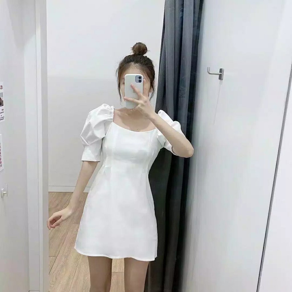 SNOW white mini dress women import premium / casual korean summer dress pantai wanita / bodycon dres