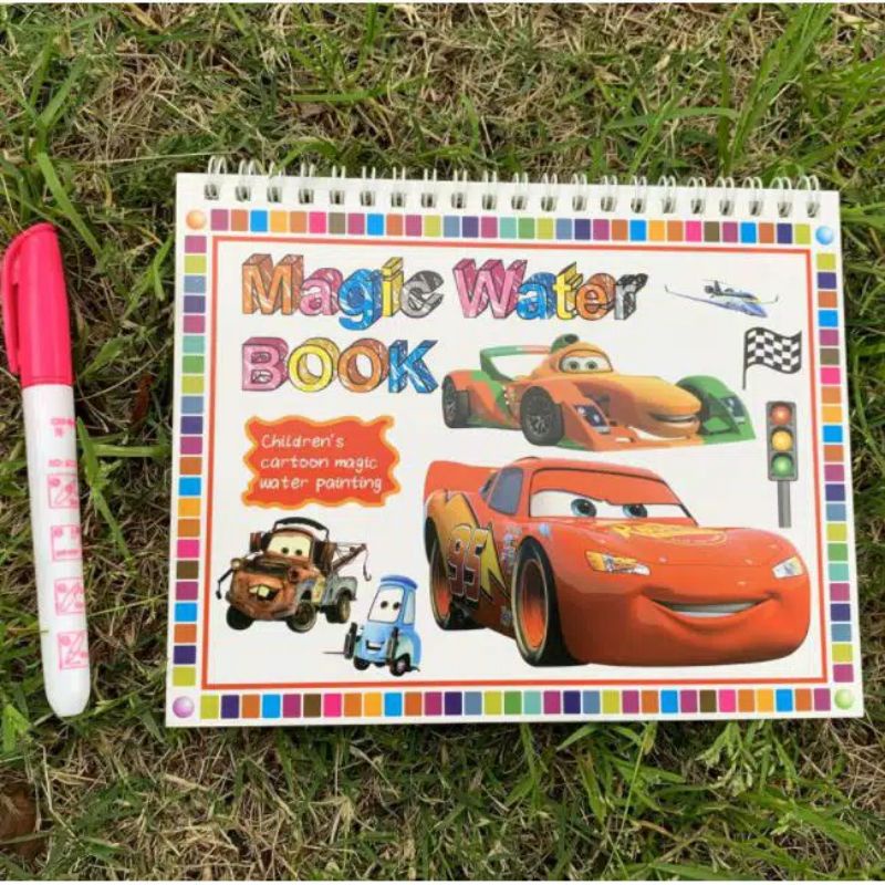 Magic Water Book Color Buku Mewarnai Menggambar Ajaib dengan Pena isi Ulang-Cars Yang Pintar