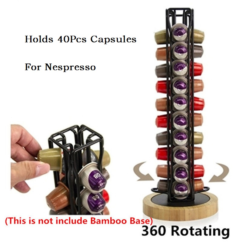 40 Capsul Tempat Kapsul Kopi Untuk Nespresso Coffee Capsule Holder Rotating Tower Rack