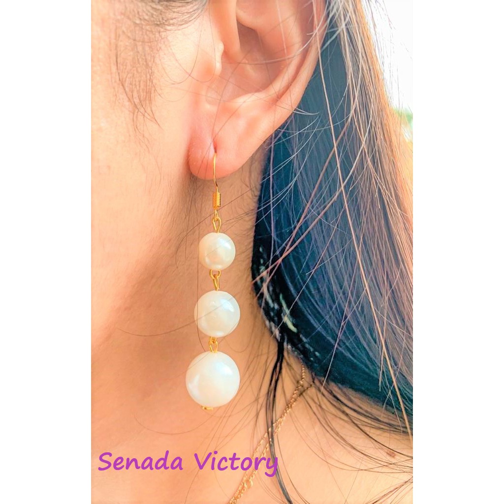 Senada Victory AM011 Anting Mutiara Bola Tiga Anting Tusuk Anting Gantung Anting Fashion Korea