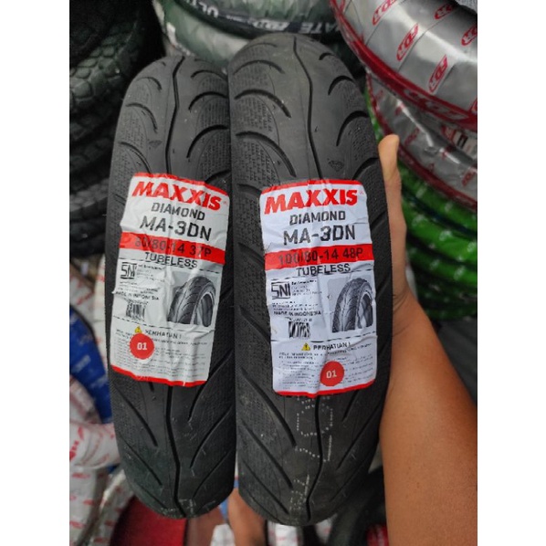 paketan 2 ban maxxis diamond 80/80+100/80.14 tubless free pentil all amtiv