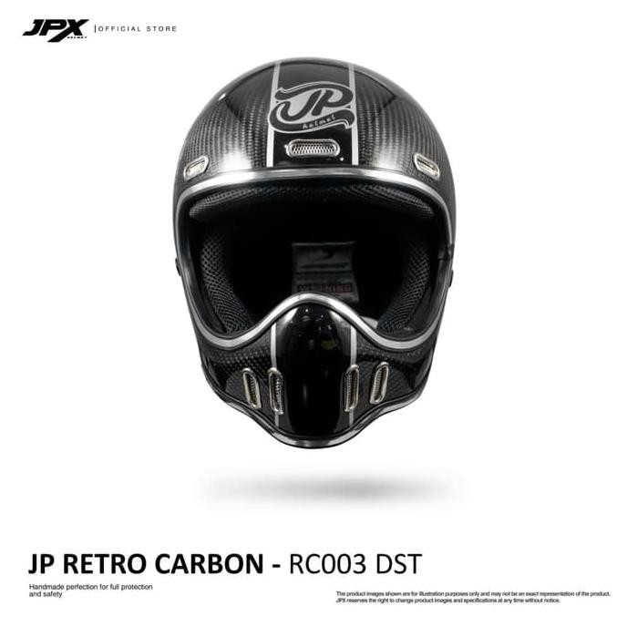 Pengiriman Cepat JP Retro Carbon Cakil Full Face Never Grows Old Silver Gloss PROMO