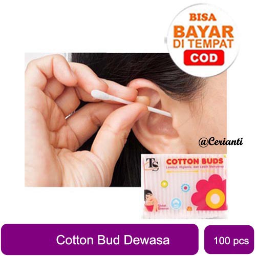 TS Cotton Bud Dewasa | Korek Kuping Kapas Refill 100Pcs