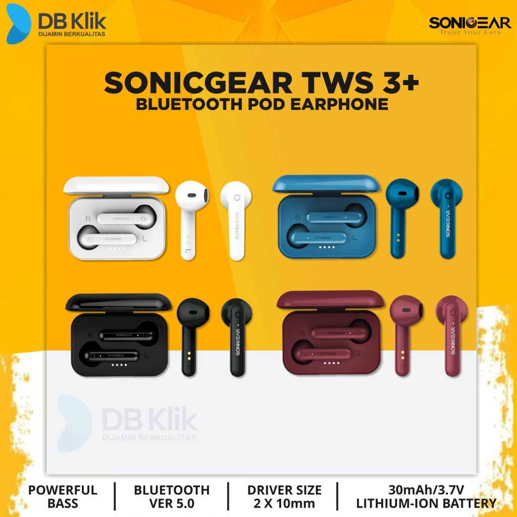 Earphone SonicGear Earpump TWS3+ Bluetooth 5.0 - Earpump TWS 3 Plus