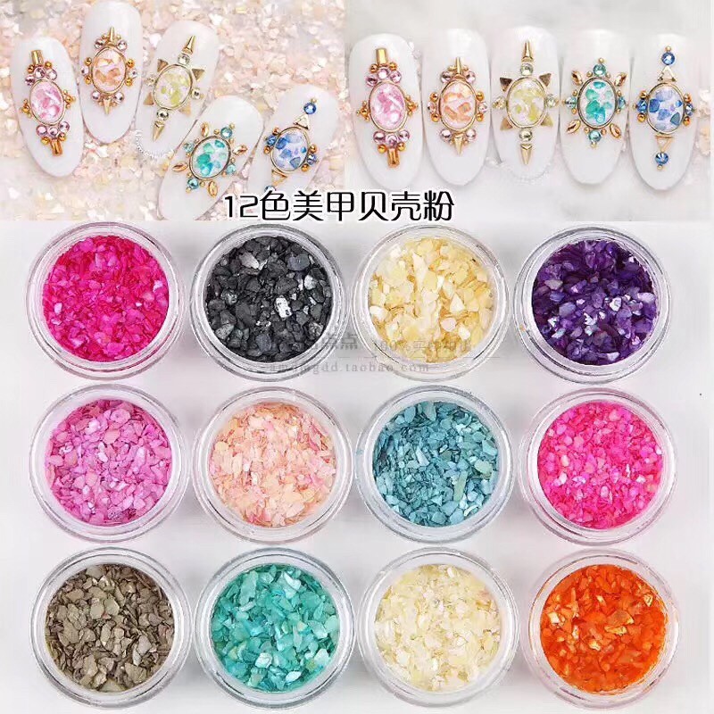 Shell nailart kecil manik 12 pcs nail art kerang hiasan rhinestone Produk Good Quality