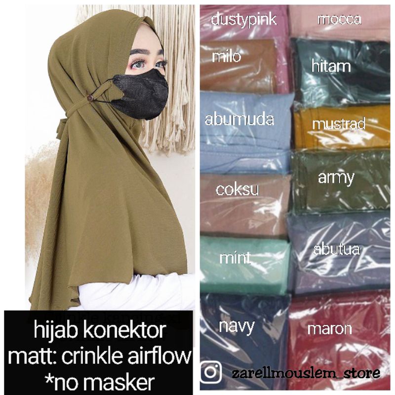 ZARELLFASHION - JILBAB CRINCLE INSTAN KONEKTOR / BERGO CRINKLE / JILBAB AIRFLOW CRINKLE