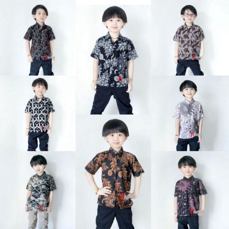 atasan baju batik anak pria lengan pendek/kemeja batik anak/Hem anak/baju batik anak lengan pendek