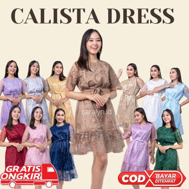 DRESS BRUKAT KONDANGAN WEDDING DRESS WANITA KOREA CALISTA