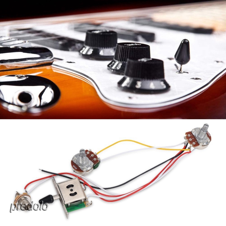 Wiring Harness Prewired Kit 3 Way Toggle Switch 500k Pots 1t1v untuk Gitar Elektrik