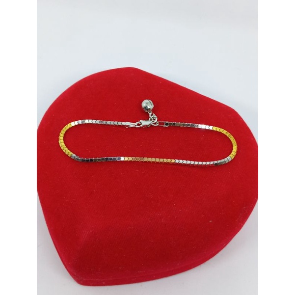 gelang perak asli lapis emas/gelang milano ice kombinasi tiga warna 1bel  silver asli 925/gelang fashion wanita