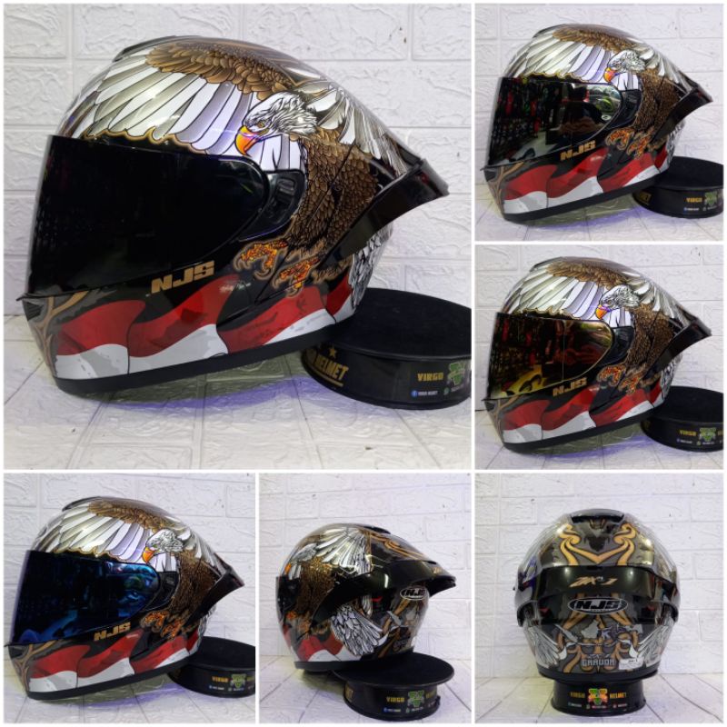 NJS ZX-1 MOTIF SPESIAL GARUDA INDONESIA PAKET GANTENG VISOR IRIDIUM + SPOILER
