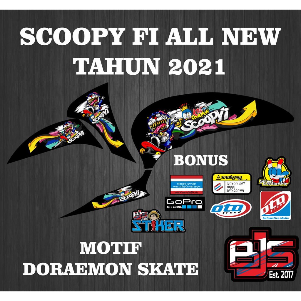 [COD] Stiker Sticker Striping Scoopy all New 2021 motif doraemon zombie skate
