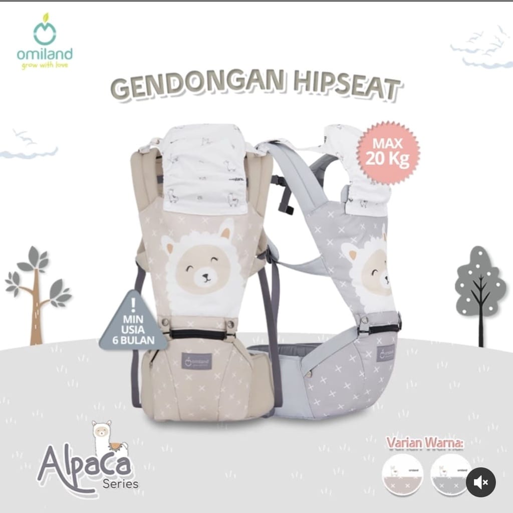 Omiland Gendongan Bayi Hipseat Alpaca &amp; Sloth Series
