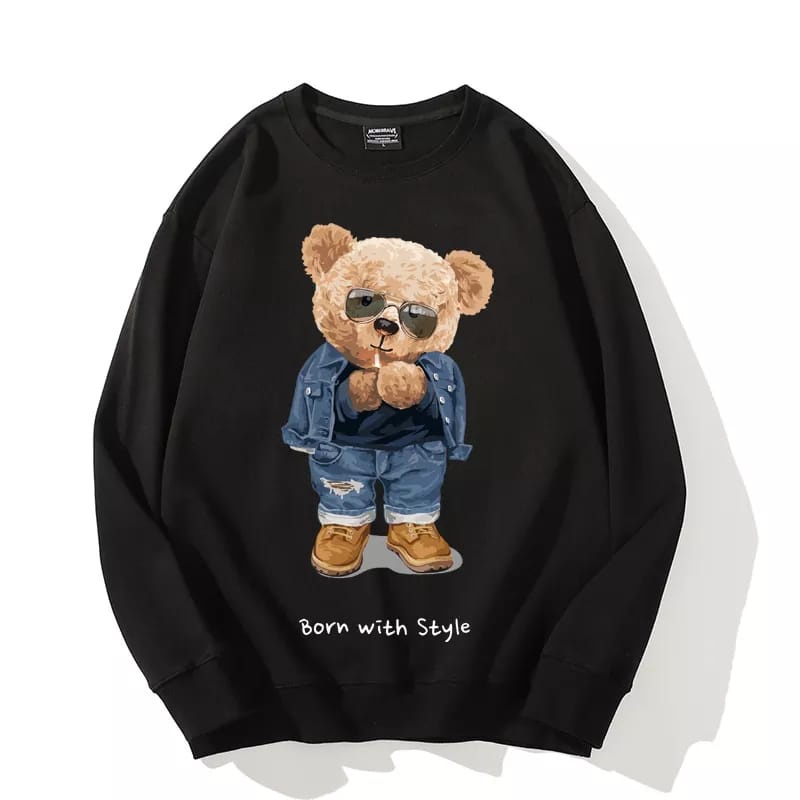 BEFAST - ZFC OOTD Sweater NANCY / SWEATER BORN WITH STYLE TEDDY BEAR 3D / Sweater Motif Gambar / Pakaian Wanita Lengan Panjang / OOTD Remaja Wanita Casual / Keluaran Terbaru 2022 / Termurah / Sweater Santai