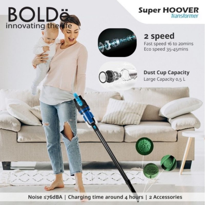 Vacuum Wireless BOLDe TRANSFORMER - Super Hoover Cordless - Portable