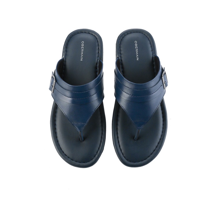 SANDAL JEPIT KULIT OBERMAIN PRIA ORIGINAL CASUAL ASLI BIRU NAVY OM13