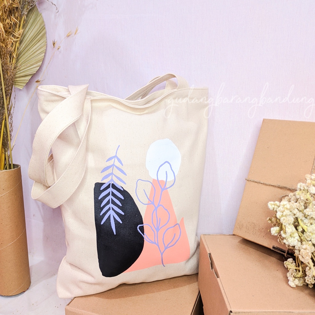 Tote bag Kanvas Kuliah atau Kerja Leaf Design