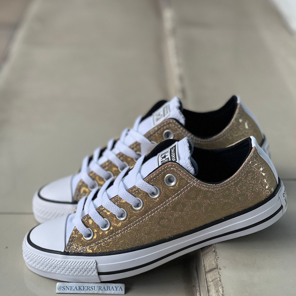 Converse Chuck Taylor All Star Ox Leopard Glitter Gold