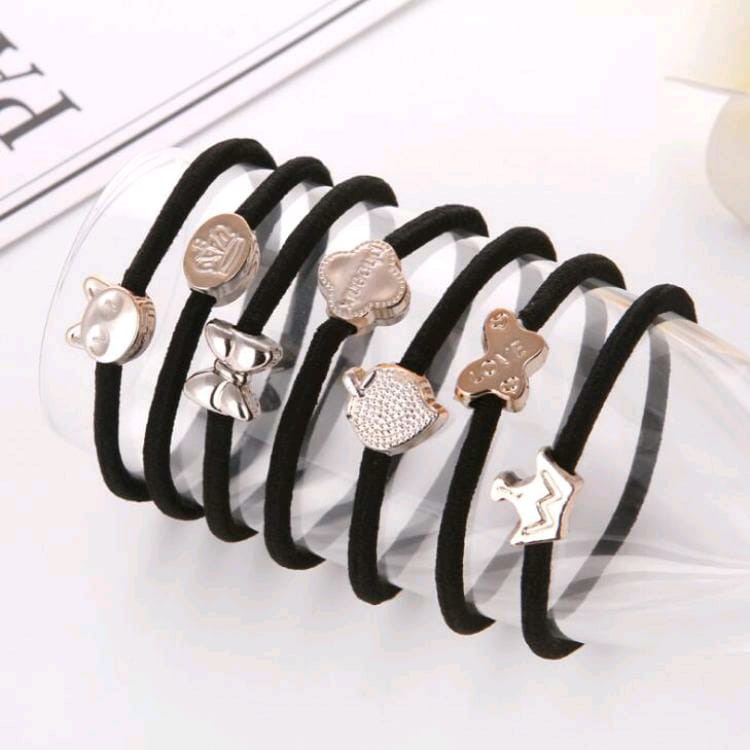 Ikat Rambut Karet hitam Wanita Korea Karet Simple Elegan Karet Ikat motif ikatan rambut-1