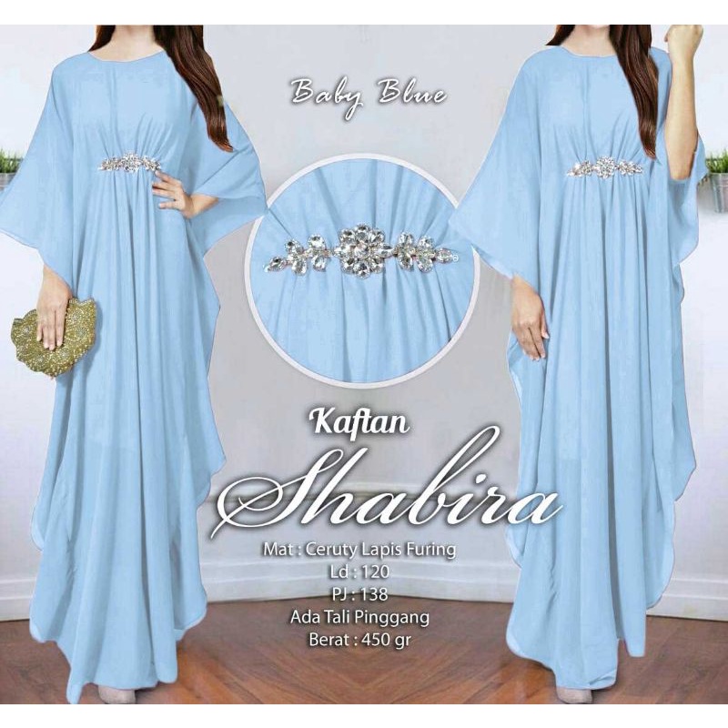 Arnis Shabira Kaftan Original Busui Friendly Ceruty Babydoll-Baby Blue