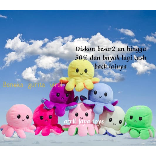 Boneka Gurita Octopus Boneka Ubur Ubur Bolak - Balik Berubah expresi