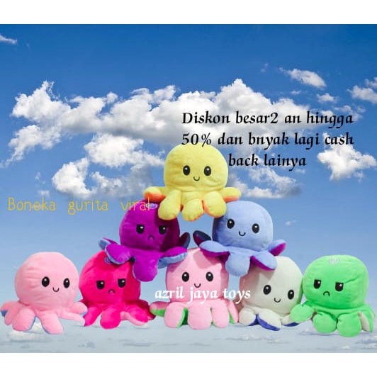 Boneka Gurita Octopus Boneka Ubur Ubur Bolak - Balik Berubah expresi