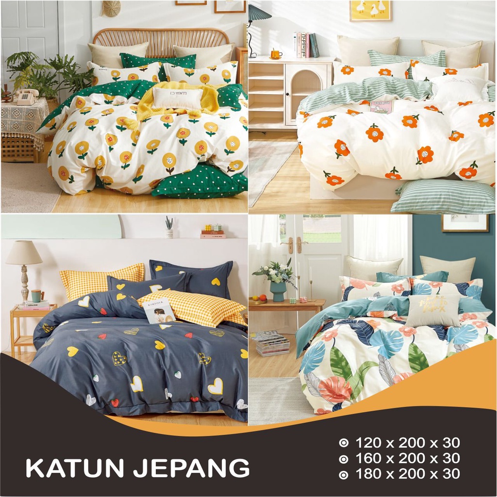 Bedcover Set Sandy Collection Emerald Katun Jepang Sprei Tinggi 30 atau Sprei Tinggi 40cm