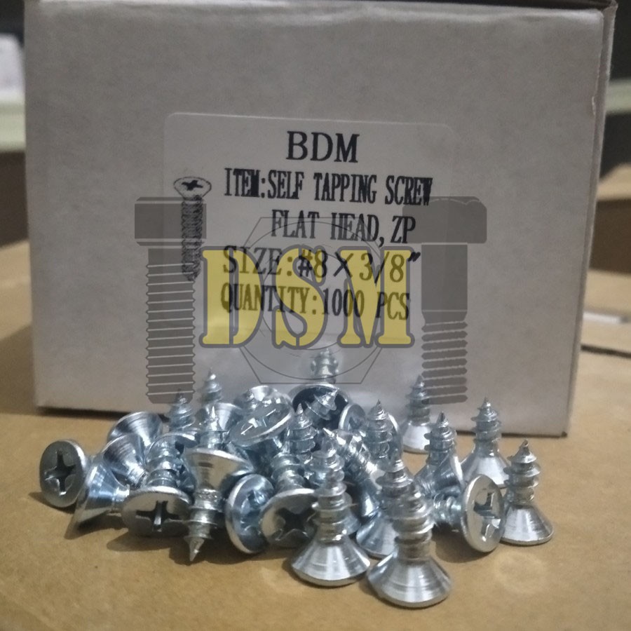 (100 PCS) Sekrup FH #8x3/8&quot; / Self Tapping Screw F+AB (1 CM)