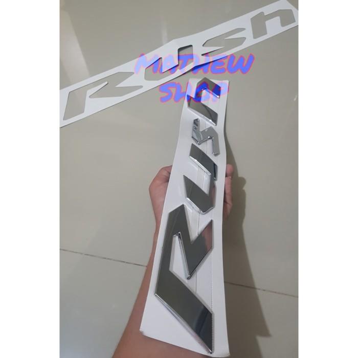Emblem Kap Mesin Rush Chrome / Logo Kap Mesin Rush / Emblem Rush